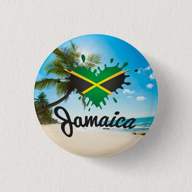 Jamaica Flag Island - Proud Jamaicans - Button (Front)