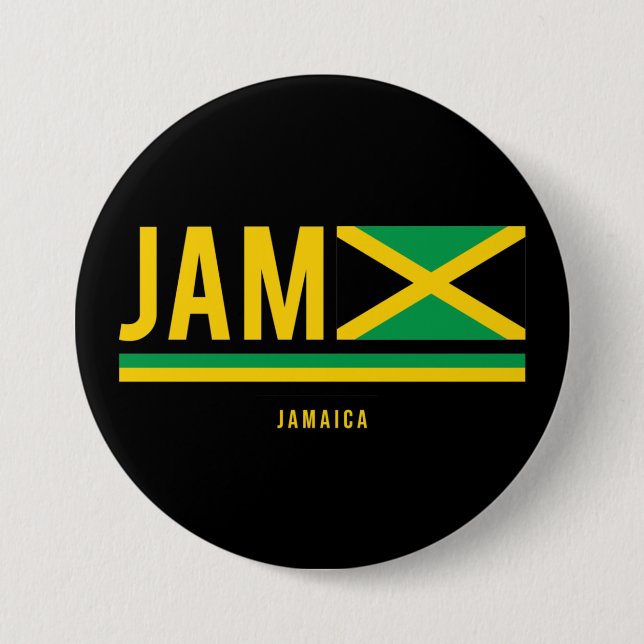 Jamaica Flag ISO Code Alpha 3 Design  7.5 Cm Round Badge (Front)