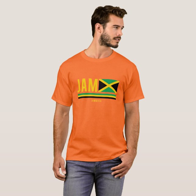 Jamaica Flag ISO Code Alpha 3 Design T-Shirt (Front Full)