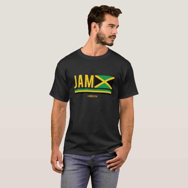 Jamaica Flag ISO Code Alpha 3 Design T-Shirt (Front Full)