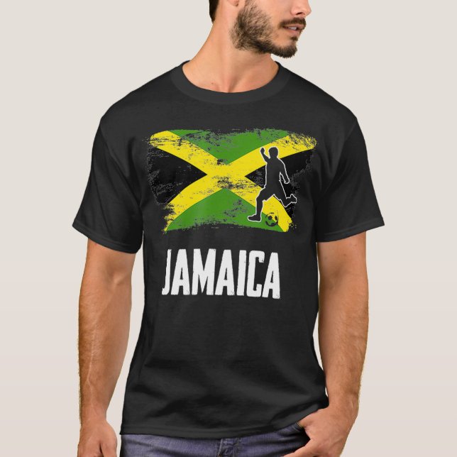 Jamaica Flag Jersey  Soccer Team piggy  T-Shirt (Front)
