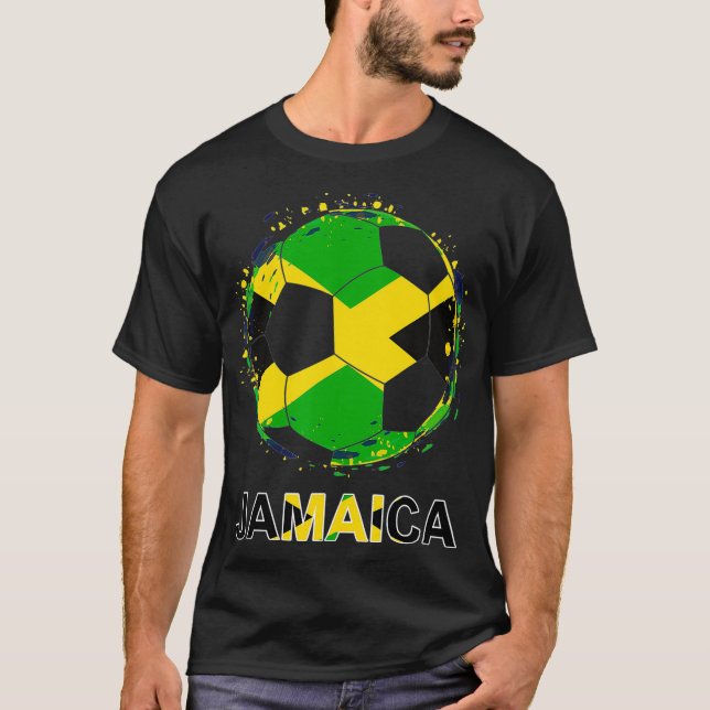 Jamaica Flag Jersey Supporter Jamaican Soccer Team T-Shirt (Front)