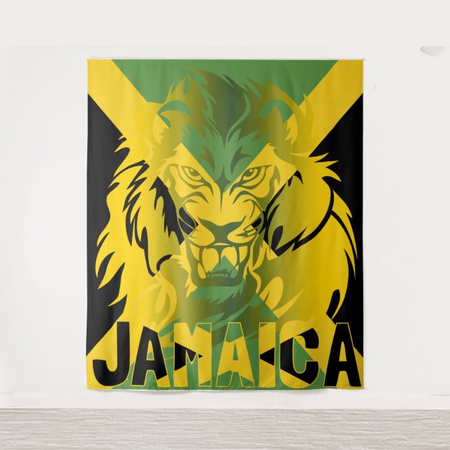 Jamaica Flag Lion of Judah Tapestry Design (Front)