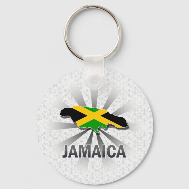 Jamaica Flag Map 2.0 Key Ring (Front)