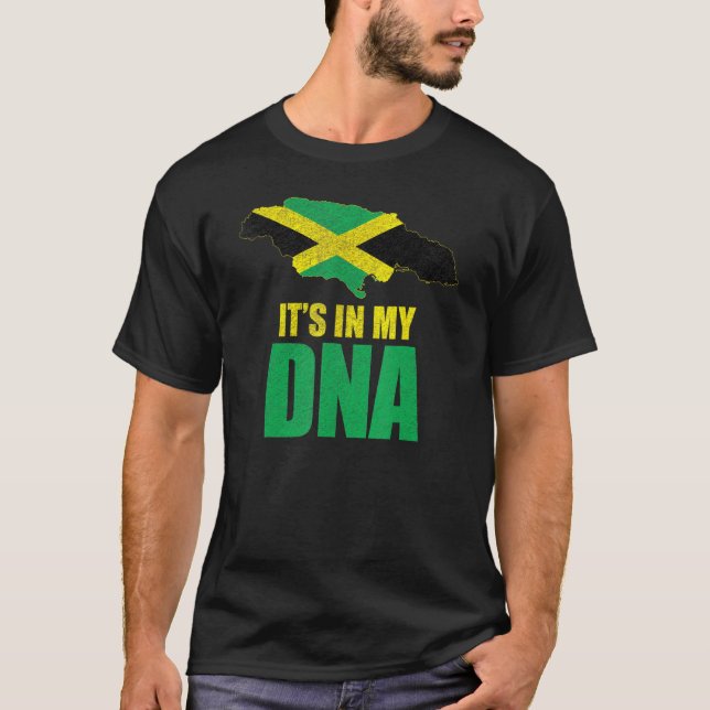 Jamaica Flag Map - Its In My Dna Patriotic T-Shirt (Front)