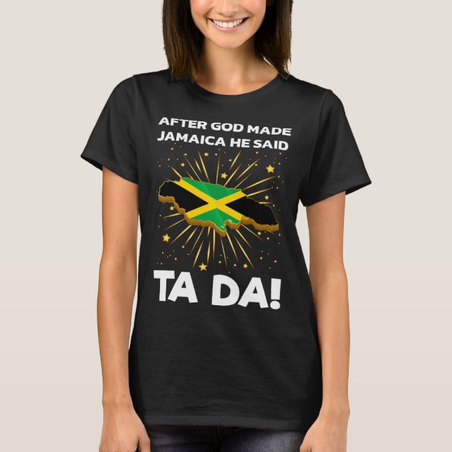 Jamaica Flag Map Jamaican T-Shirt (Front)