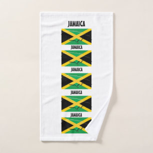 JAMAICA FLAG MAP OUTLINE Personalised White Hand Towel