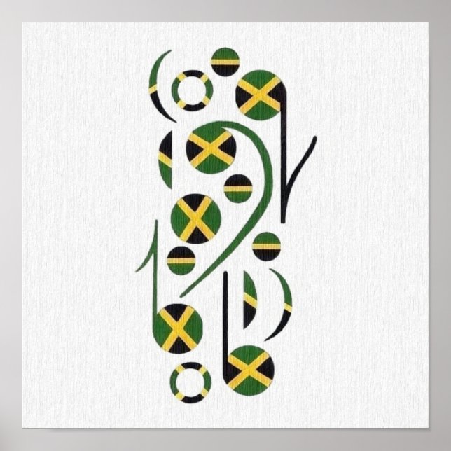 Jamaica Flag Musical Notes Poster (Front)