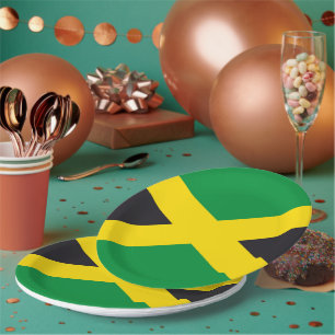 Jamaica flag paper plate