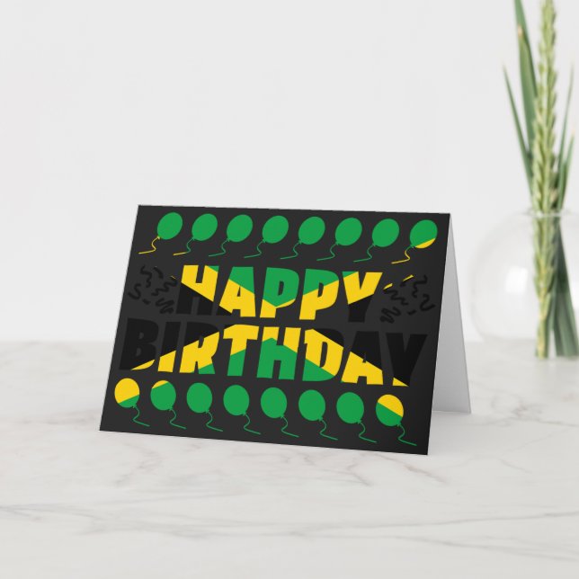 Jamaica Flag Patriotic Birthday Card (Front)