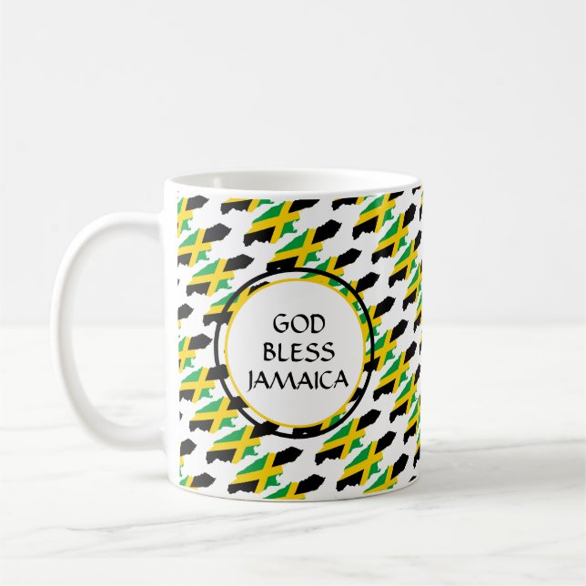 JAMAICA Flag Patriotic Custom Monogram GOD BLESS Coffee Mug (Left)