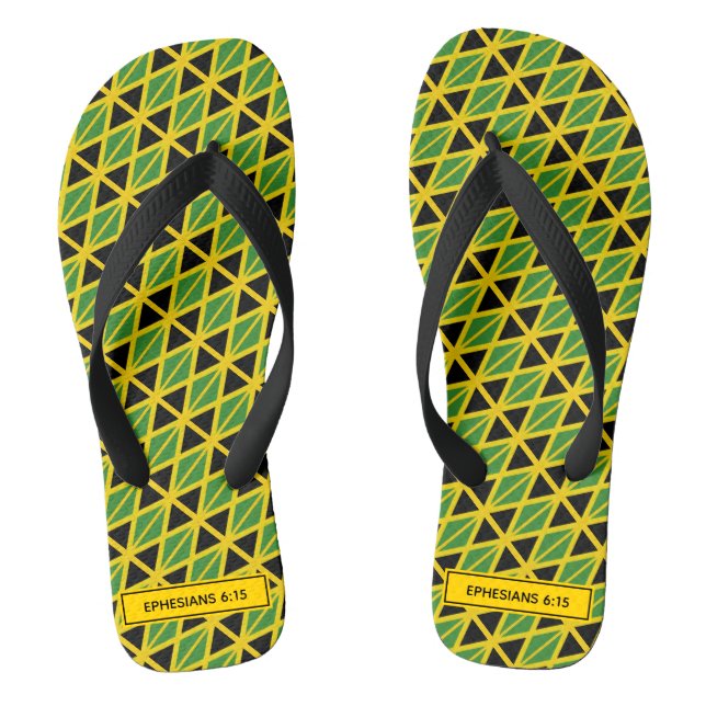 JAMAICA FLAG Patriotic Custom Scripture Carnival Thongs (Footbed)