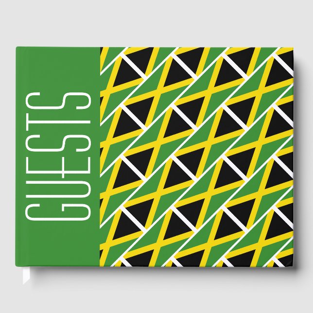 JAMAICA FLAG Patriotic Customised GREEN Jamaican Guest Book (Front)
