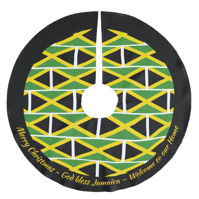 JAMAICA FLAG Patriotic Personalise Your Text Brushed Polyester Tree Skirt (Front)