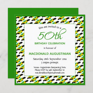 JAMAICA FLAG Patriotic Personalised 50th Birthday Invitation