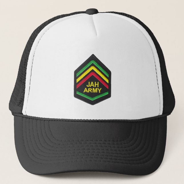 Jamaica Flag Rasta Reggae Roots Trucker Hat (Front)