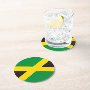 Jamaica flag round paper coaster