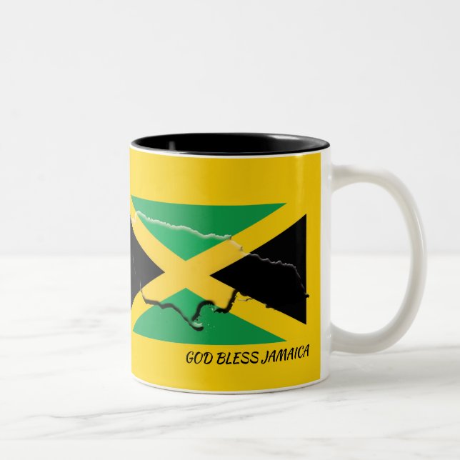 JAMAICA FLAG Scripture Customised Patriotic Yellow Two-Tone Coffee Mug (Right)