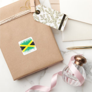 Jamaica flag square sticker