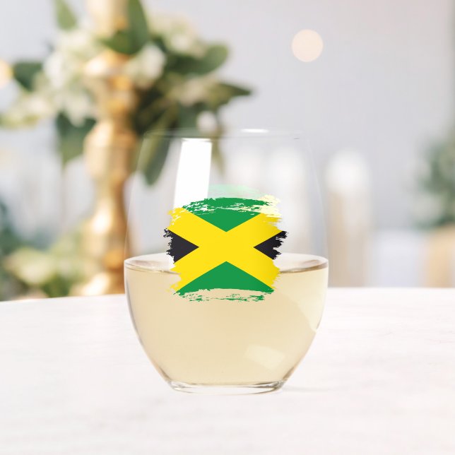 Jamaica flag stemless wine glass (Insitu (Wedding))
