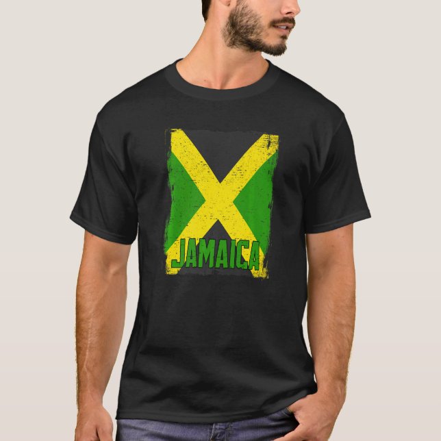 Jamaica Flag Vintage Jamaican Pride T-Shirt (Front)