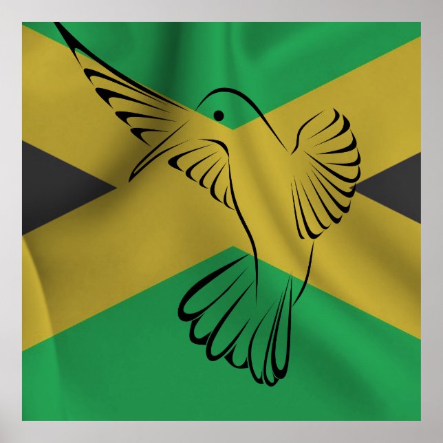 Jamaica flag with a hummingbird   poster (Front)