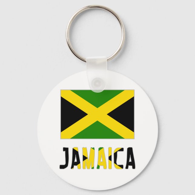 Jamaica Flag & Word Key Ring (Front)