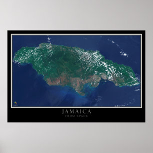 Jamaica From Space Satellite Map Poster
