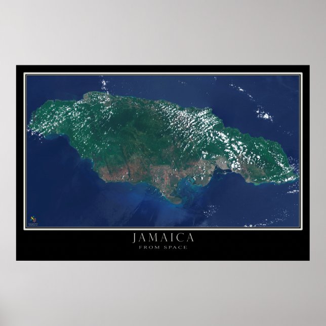 Jamaica From Space Satellite Map Poster (Front)