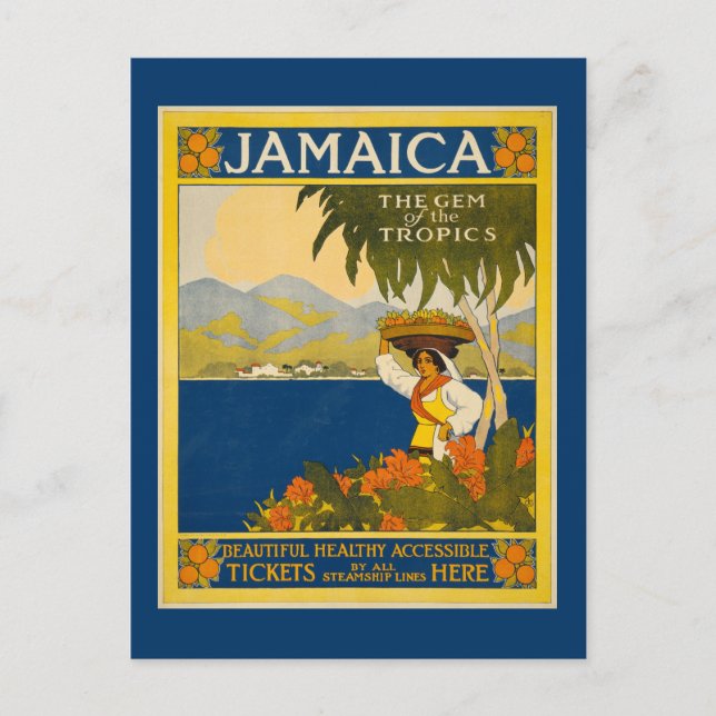 Jamaica - Gem of the Tropics (vintage poster) Postcard (Front)