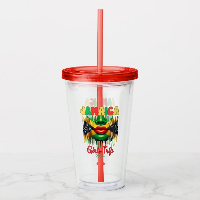 Jamaica Girls Trip 2024 Tropical Beach Getaway Acrylic Tumbler (Front)