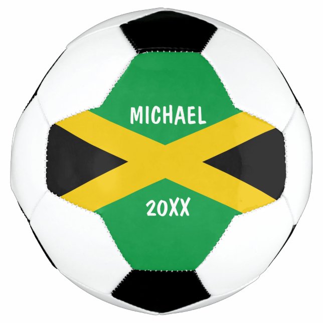 Jamaica Green Black & Gold Jamaican Flag  Soccer Ball (Front)