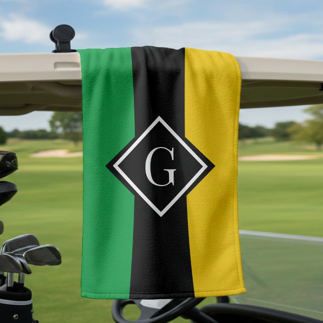 Jamaica Green Black & Gold Jamaican Initial Golf Towel (Jamaica Green Black & Gold Jamaican Initial Golf Towel
)