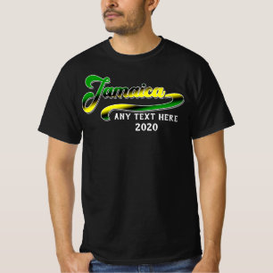 Jamaica Green Black Yellow Text Cruise Travel T-Shirt