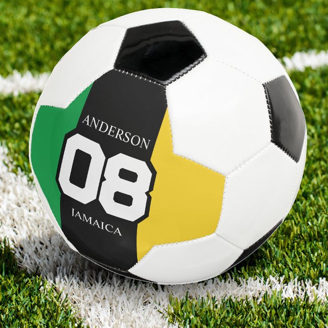 Jamaica Green Gold Team Number Last Name Jamaican Soccer Ball (jamaica colors soccer ball)