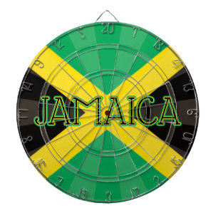JAMAICA Green, Golden Yellow, & Black Flag Design Dartboard