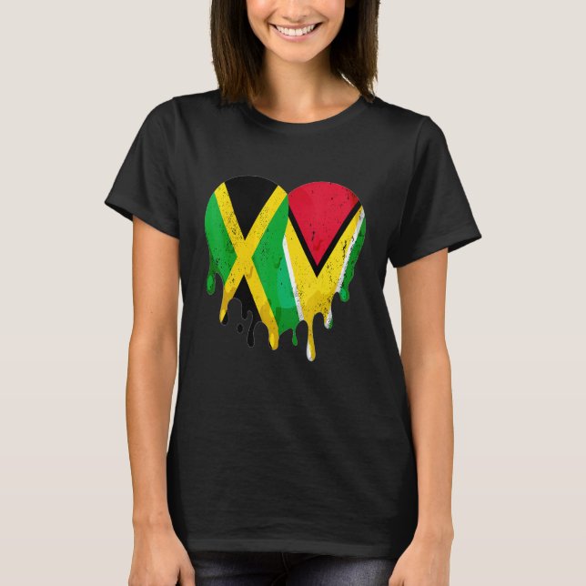 Jamaica Guayana Flag Heart Citizen Grown Patriot C T-Shirt (Front)