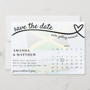 Jamaica Heart Calendar Wedding  Save The Date