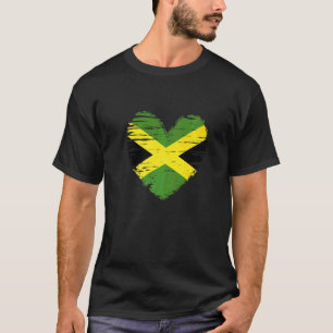 Jamaica Heart Jamaican Flag Jamaican Pride T-Shirt