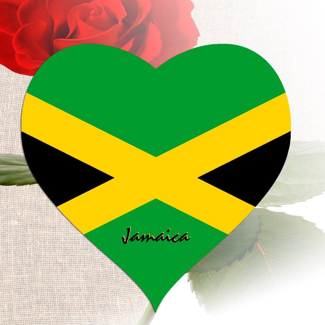 Jamaica Heart Sticker, Patriotic Jamaican Flag Sticker (Creator Uploaded)