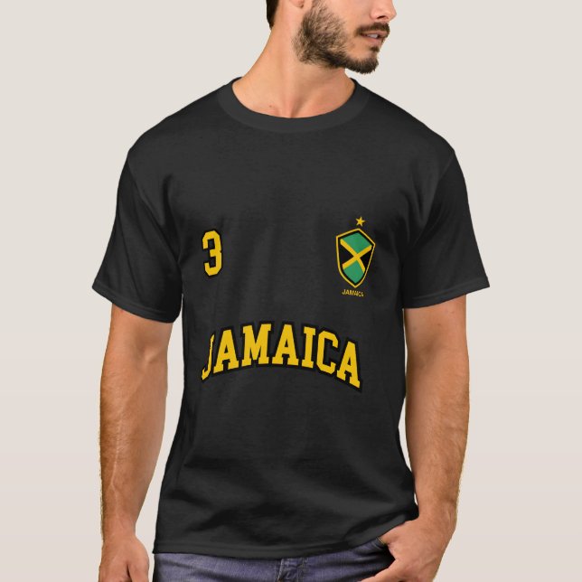 Jamaica Hoodie Number 3 Soccer Team Sports Jamaica T-Shirt (Front)