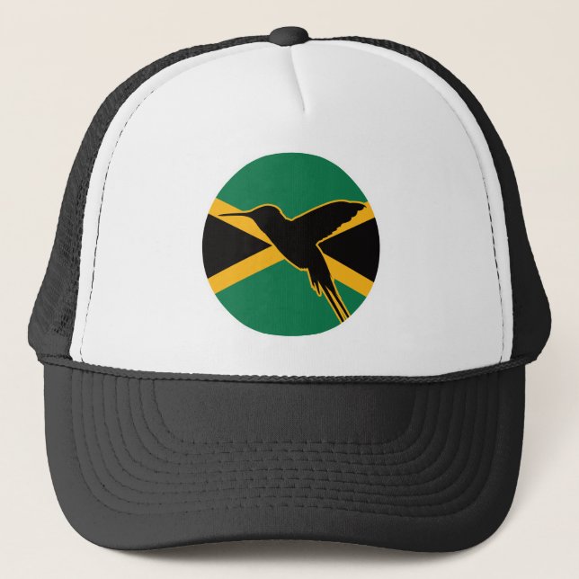 Jamaica Hummingbird Jamaican National Animal Flag Trucker Hat (Front)
