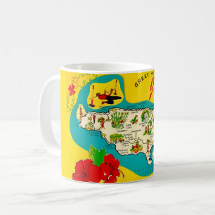 Jamaica Illustrated Map Postcard Mug