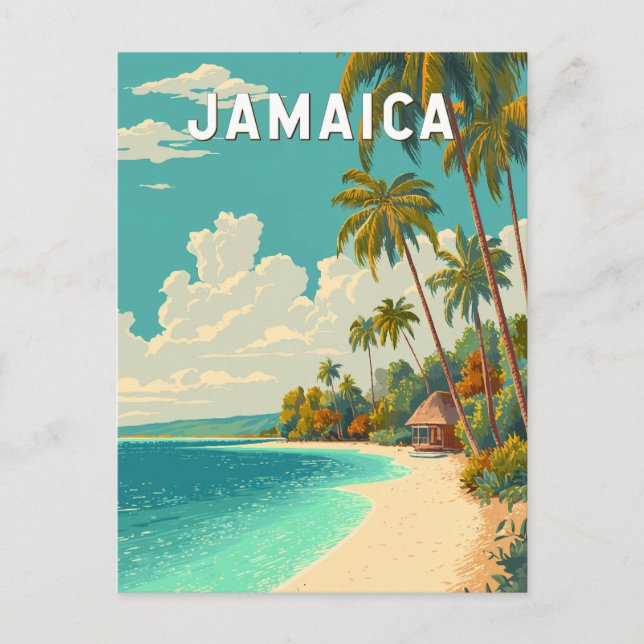 Jamaica Illustration Travel Art Vintage Postcard (Front)