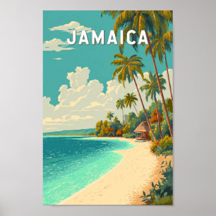 Jamaica Illustration Travel Art Vintage Poster