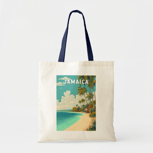 Jamaica Illustration Travel Art Vintage Tote Bag (Front)