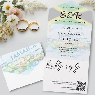 Jamaica Island Jamaican Flag Destination Wedding All In One Invitation