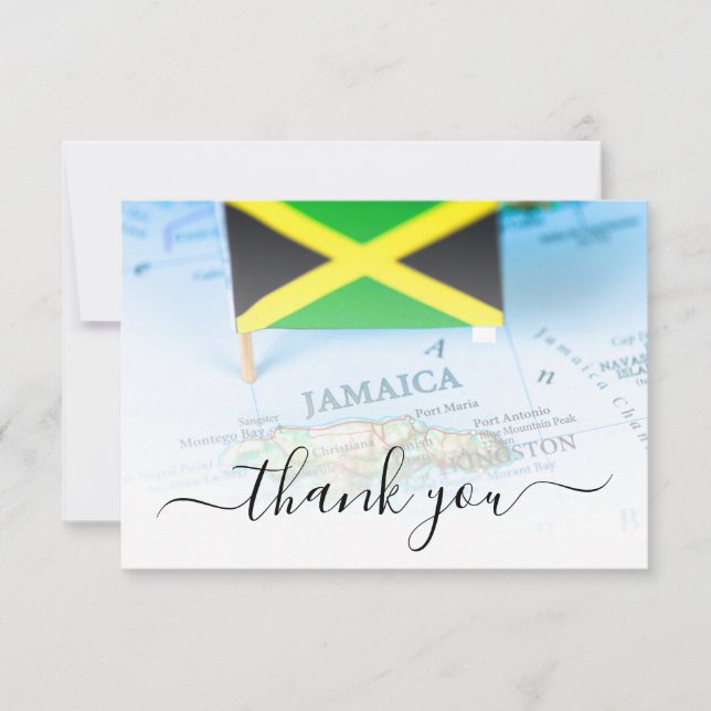 Jamaica Island Jamaican Flag Destination Wedding Thank You Card (Front)