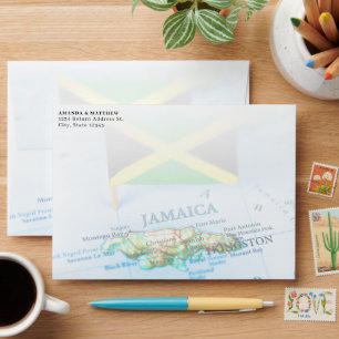 Jamaica Island Map Jamaican Flag Envelope