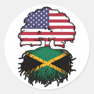 Jamaica Jamaican American USA Tree Roots Flag Classic Round Sticker